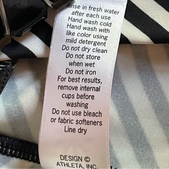 Athleta Black White Slash Stripe Blousy Tankini TOP  - 32 B/C - Picture 10 of 11